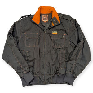 Live Mechanics Bomber Jacket Large Brown Orange